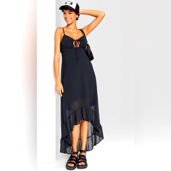 Wild Fable Boho Black Hi Lo Maxi Dress Beach Dress size XS/S NWT - Picture 11 of 15